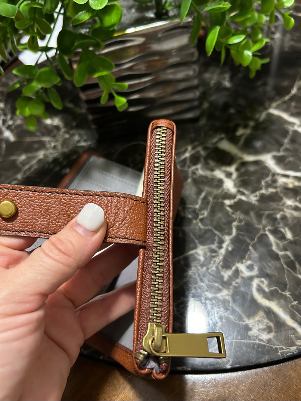 Fossil Brown Pebbled Leather Wristlet Pouch - Picture 5 of 5